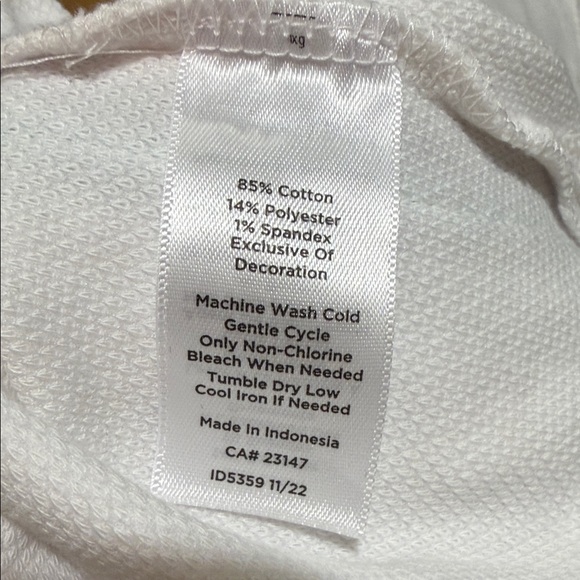 T by Talbots HOODED HALF-ZIP PIQUÉ PULLOVER White with Teal & Black Stripe Med - Picture 9 of 9